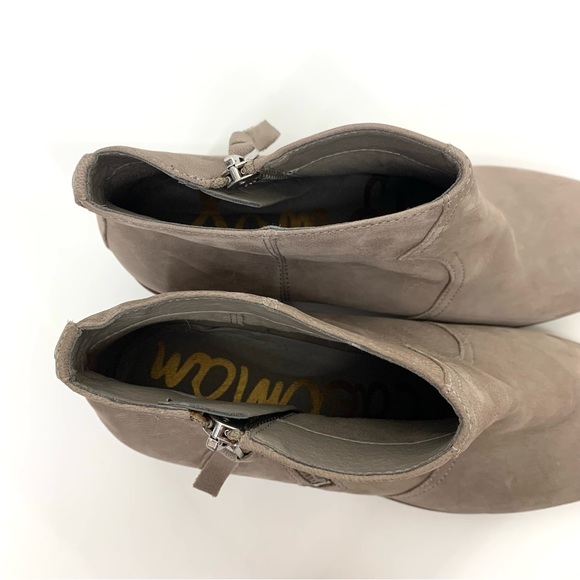 Sam Edelman Gray Leather Round Toe Western Bootie With Zipper Pull Ankle Sz 6 - Picture 8 of 13